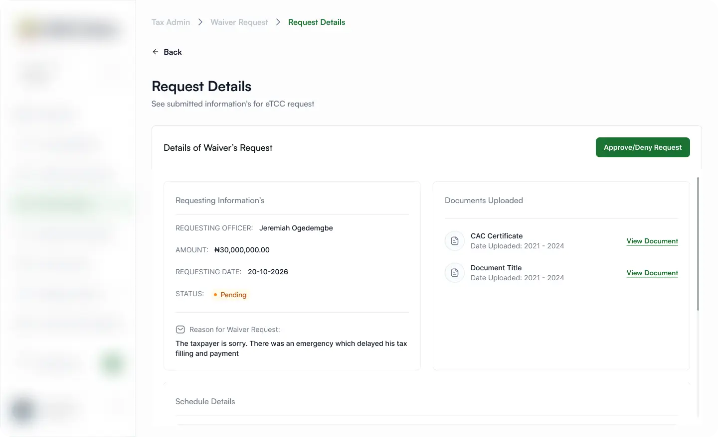 RevOp taxpayer waiver request details